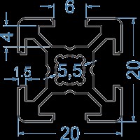 Алюминиевый станочный профиль 20x20