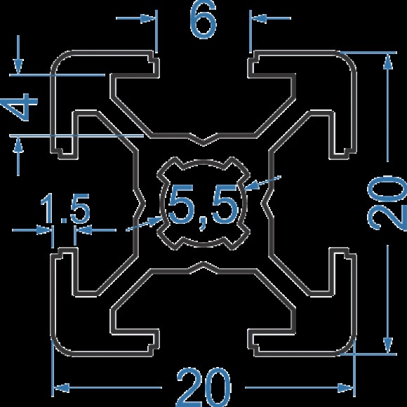 Алюминиевый станочный профиль 20x20