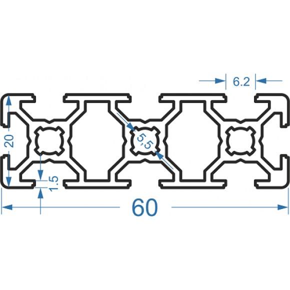 Алюминиевый станочный профиль 20x60